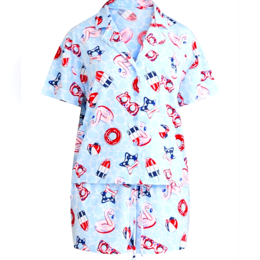 Blue and Red Pajama Set